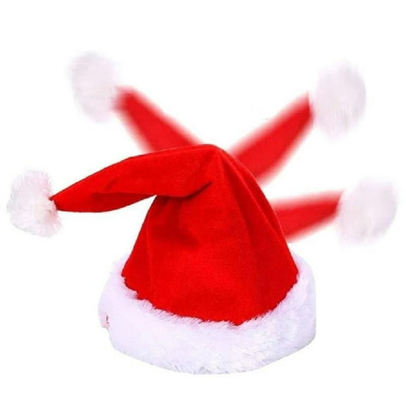 Electric Santa Hat Moving Music Christmas Cap for Unisex with Plush Trim Comfort Liner for Xmas New Year Holiday Party