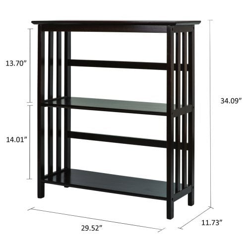 Mission Style 3-Tier Wood Bookcase
