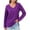 Purple, variant on Jalioing Women's Casual Shirts Loose Long Sleeve V Neck Basic T Shirts Side Slit Solid Color Summer Blouses