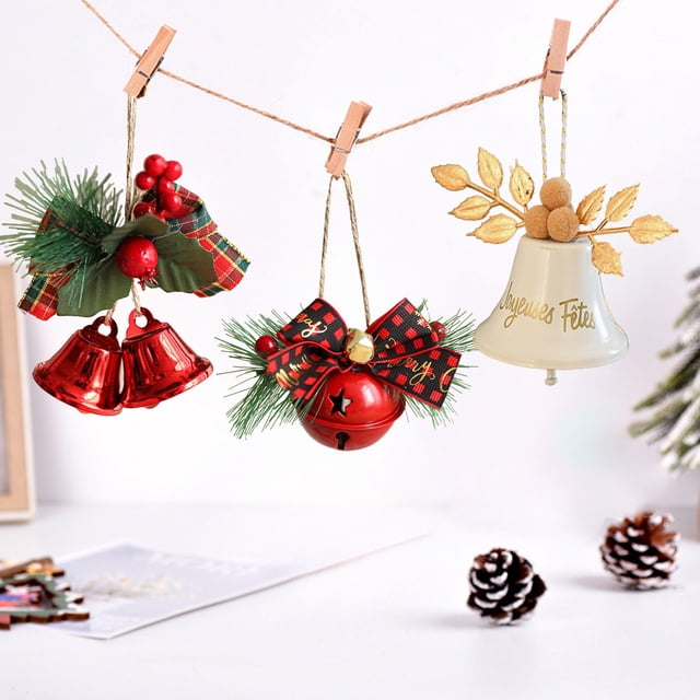 Campanas Navideñas Vintage Colgantes para Decoración de Puertas, Paredes y Ventanas, Ideales para Interiores y Exteriores | 1 Unidad, 12 X 9 X 4,5 Cm, de Hierro, para Árboles de Navidad