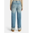 thumbnail image 3 of Time and Tru Women's High Rise Straight Jeans with Cuffs, 29" Inseam, Sizes 0-20, 3 of 5
