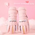 thumbnail image 1 of Guantes de esquí deportivos para mujer, forro polar fresco y sencillo, gruesos, impermeables, antideslizantes, para exteriores, con pantalla táctil, 1 of 4