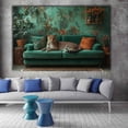 thumbnail image 5 of Mudket Leopard on Green Sofa Tropical Botanical Canvas Wall Art, Boho Vintage Canvas Art for Living Room Bedroom Print for Apartment Home Decor , Framed Ready to Hang - 12"L x 8"W, 5 of 9