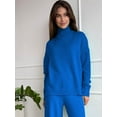 thumbnail image 2 of Thick Turtleneck Knitted Sweater Women Set 2022 Autumn Winter Casual Wide Leg Pants Female Suit Solid Pullover Tops Lady Suits, 2 of 6