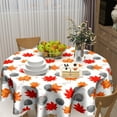 thumbnail image 6 of Fall Tablecloth Round 60 Inch - Autumn Maple Leaf Table Cloth Stone Dots Table Cover Fall Decorations for Kitchen Dining Seasonal Thanksgiving Farmhouse, 6 of 8