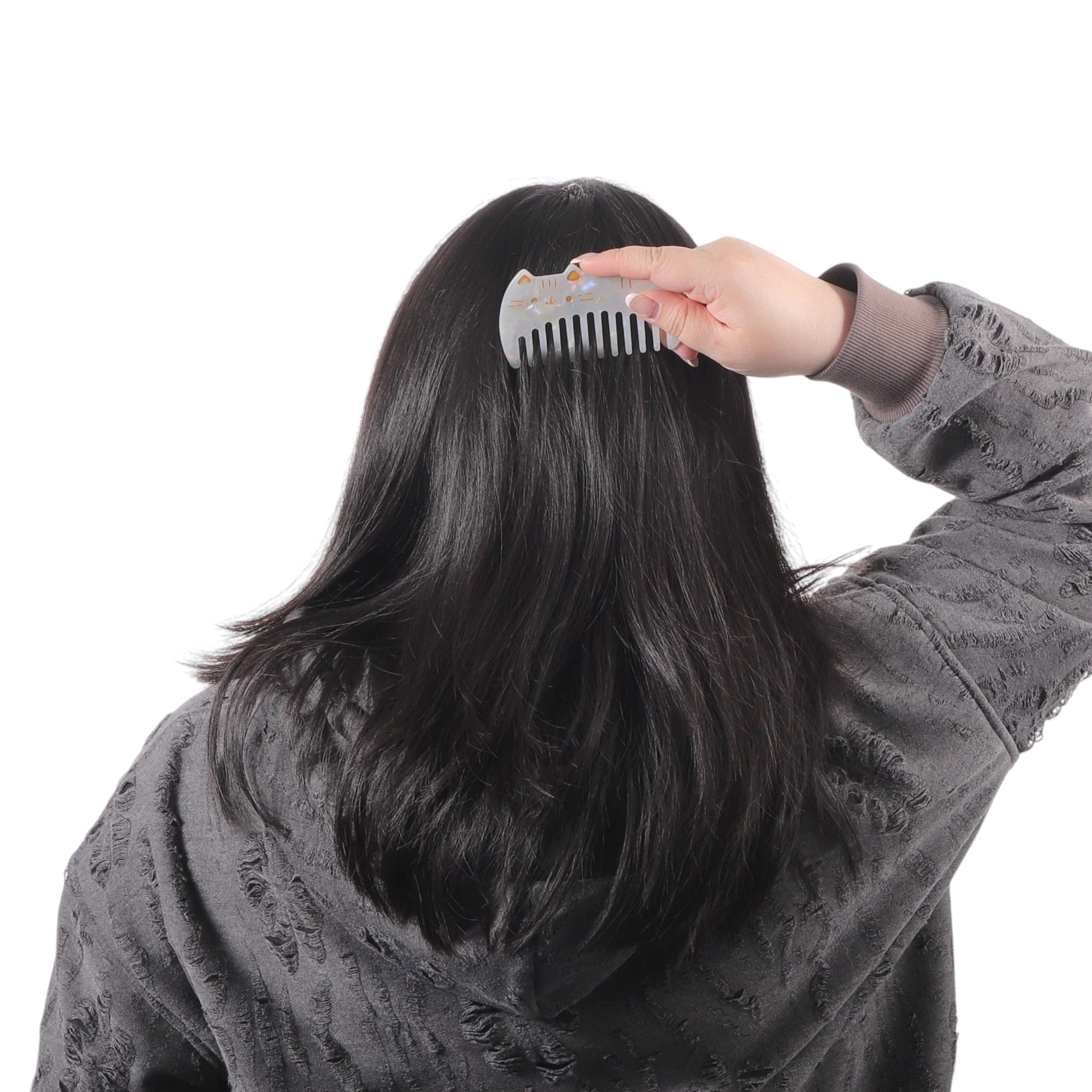Unique Bargains 1 Pc Women Durable Cute Cat Comb Designed for All Hair Types White