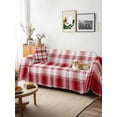 thumbnail image 3 of Red Checkered Sofa Covers for 2-3 Cushion Couch L-Shaped Sectional, Red White Plaid Farmhouse Washable Sofa Covers Slipcover for Living Room Furniture, Couch Cover Blanket 71"x134", 3 of 9