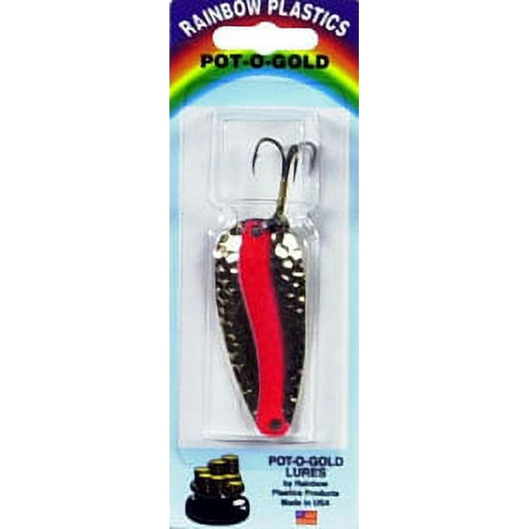 Double X Tackle Pot-o-gold Bass & Trout Spoon Fishing Lure, Hammered  Brass/Fluorescent Red Stripe, 1/2 oz., Fishing Spoons 