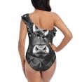 thumbnail image 5 of Salouo Geometric Bull Design Pattern One Shoulder Ruffled One Piece Swimsuit for Women V Neck Swimwear Tummy Control Bathing Suit-XX-Large, 5 of 6