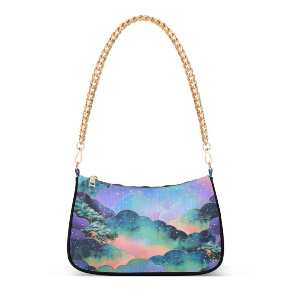 Ryvnso Abstract Art Mountain Womens Chain Shoulder Bag Tote Handbags Clutch Hobo Purse with Zipper for Travel