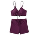 thumbnail image 1 of Womens Swimsuits Trendy Print Spaghetti Strap Drawstrings Separates Bikinis Red Women's Swimwear L, 1 of 5