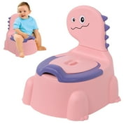 Homesteed Kid Potty Toilet Cartoon Dinosaur Toddler Training Chair with Non-Slip Base Tissue Dispenser and Guard for Kids