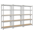 thumbnail image 1 of TYUIOP 3 PCS 5-Tier Utility Shelves, Metal Storage Shelves Garage Shelving Unit Adjustable Garage Storage Shelves Storage Racks Heavy Duty Shed Shelving - Light Gray, 27.5 x 12 x 60 Inch, 1 of 5