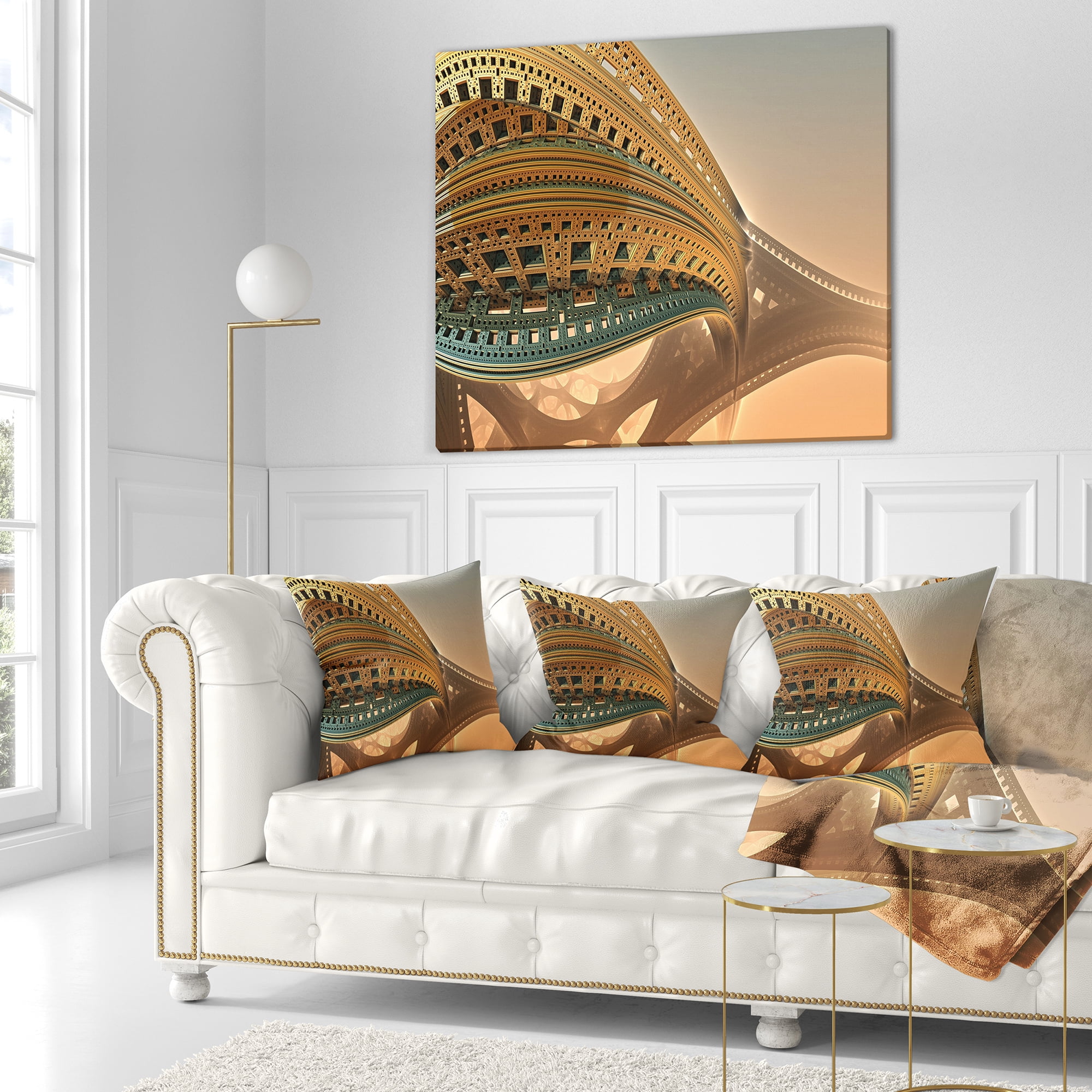 Designart Bulgy Brown 3D Structure - Abstract Throw Pillow - 18x18