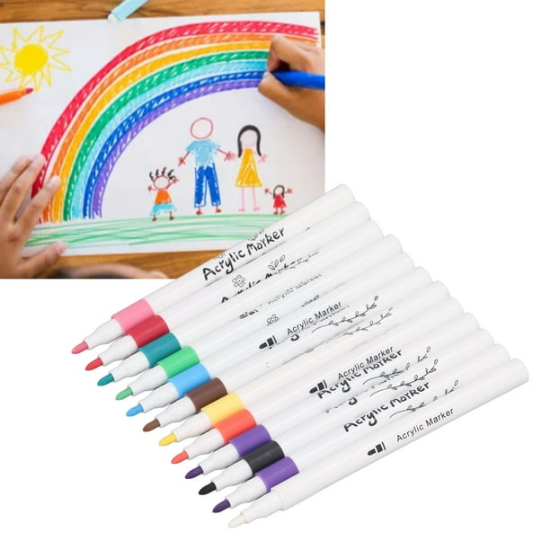 Pluma De Pintura Acrílica, Marcador Acrílico Ecológico, Tinta De Gel Impermeable De 12 Colores, Inodoro Para Pintura Rupestre