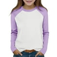 thumbnail image 2 of DxhmoneyHX Girls Oversized Colorblock Sweatshirts Kids Fashion Fleece Raglan Long Sleeve Pullover Tops Crewneck Tunic Tees 2-15 Years, 2 of 9