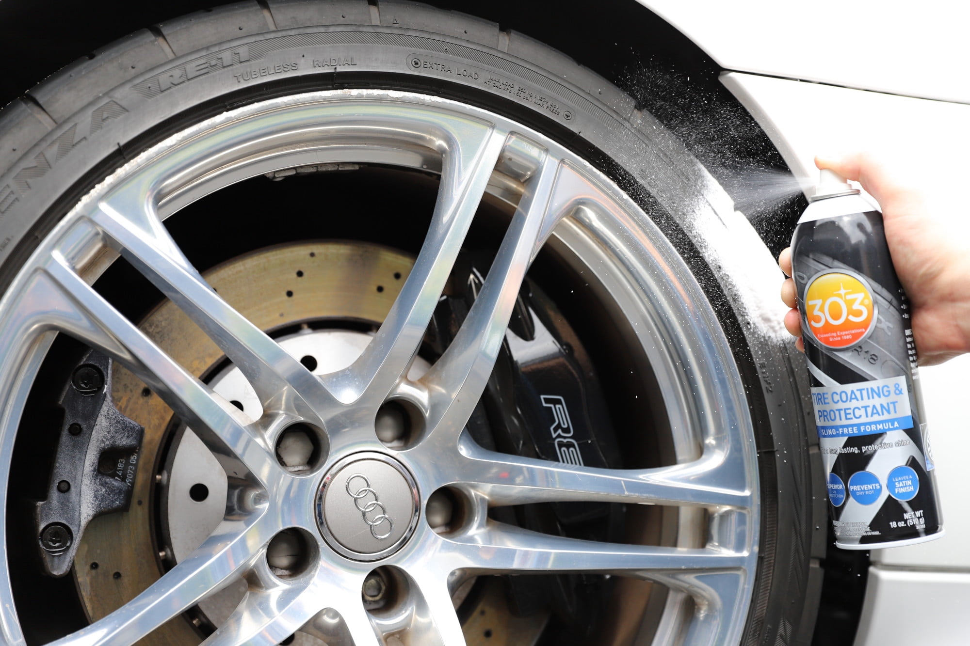 303 Tire Coating & Protectant - Sling-Free Formula - For A Long Lasting Satin Finish - Prevents Tire Dry Rot - Superior UV Protection, 18 fl. oz. (30393)