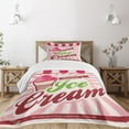 thumbnail image 3 of Ambesonne Ice Cream Quilted Bedspread Set 2 Pcs, Soft Strawberry, Twin Size, Hot Pink Maroon Cream, 3 of 6