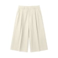 thumbnail image 5 of Women's Pleated Bermuda Cropped Pants High Waisted Loose Wide Leg Dressy Capri Pants with Pocket Casual Work Capris, 5 of 7