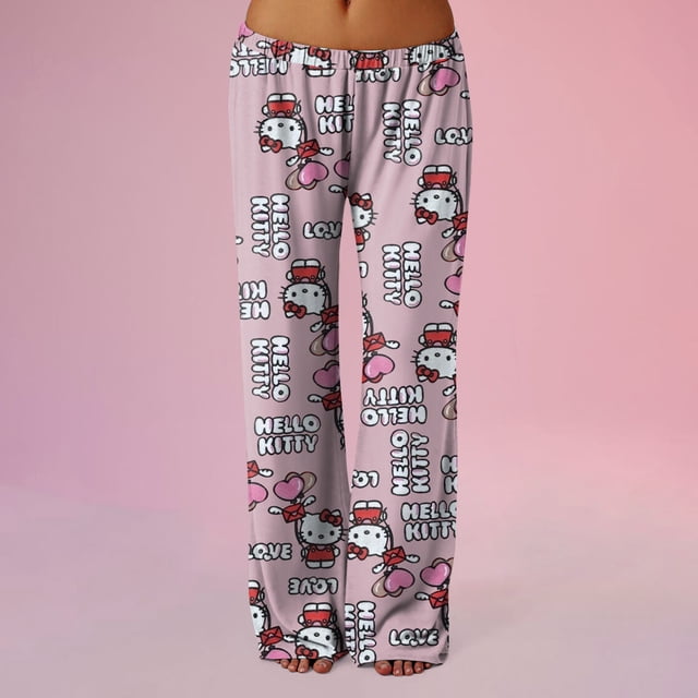 Hello Kitty Pajama Pants Sanrio Y2K Cartoon Couple Home Sleepwear Soft Kawaii Pants Autumn Halloween Pajamas Pant Matching Pajamas for Couples