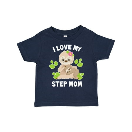 

Inktastic Cute Sloth I Love My Step Mom with Green Leaves Gift Toddler Boy or Toddler Girl T-Shirt