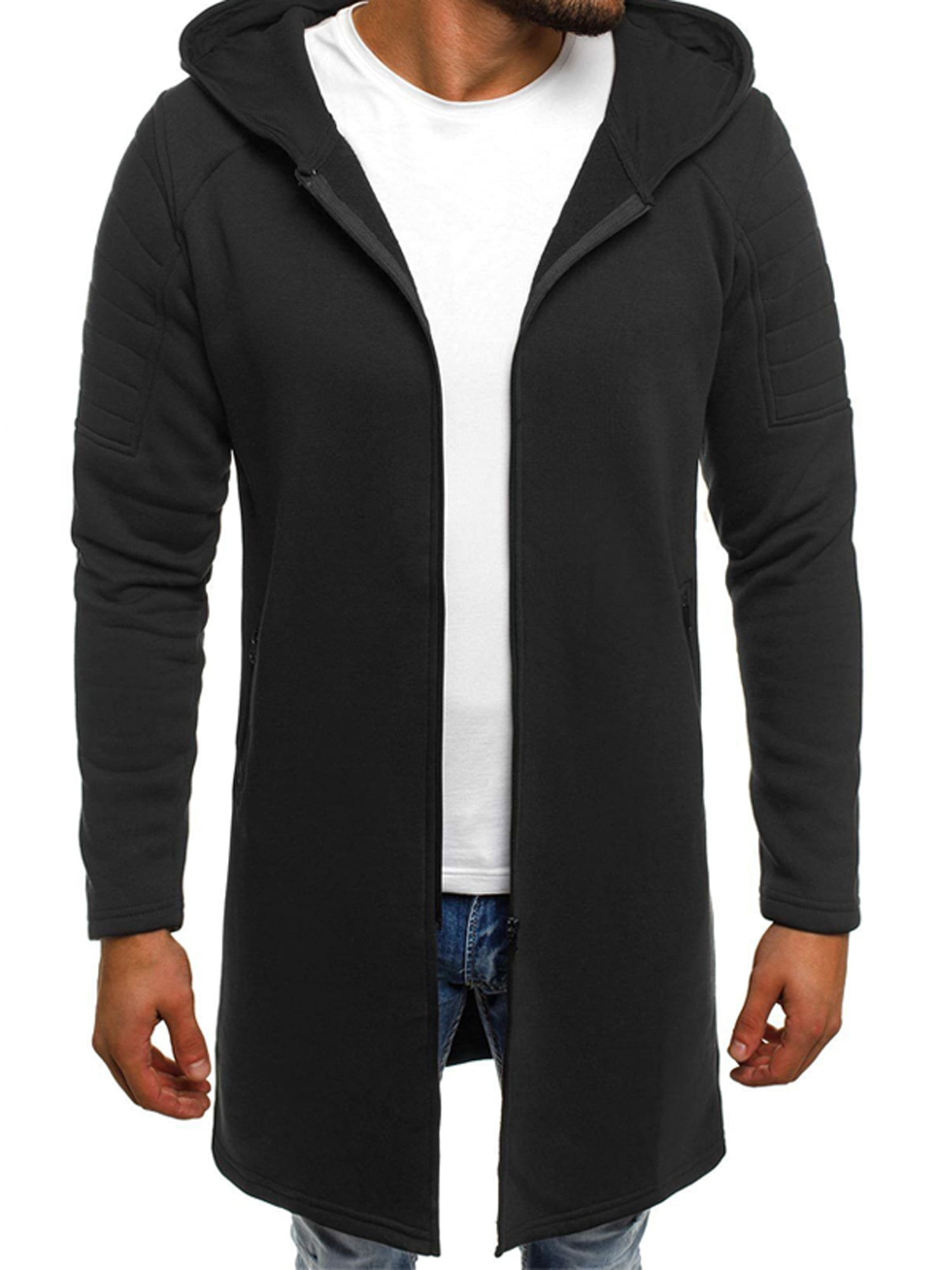 Lallc - Men's Hoodie Long Jacket Overcoat Winter Warm Hooded Zip Up ...