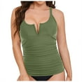 thumbnail image 5 of GEWSEY Tankini Tops for Women Swimwear Top Only Tummy Control Bathing Suit Top No Bottom (Army Green, M), 5 of 9