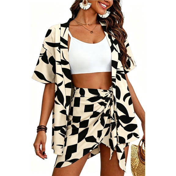 Qaspx Womens Swimsuit Coverups 2 Piece Outfits Summer Beach Sarong Bathing Suit Wrap Skirt