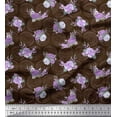 thumbnail image 1 of Soimoi Brown Silk Fabric Circle & Peony Floral Printed Fabric 1 Yard 44 Inch Wide, 1 of 3