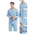 thumbnail image 5 of GLOBAL Mens Cotton Pajama Sets Long Sleeve Button Down Sleepwear Comfy Loungewear Soft Pjs Set Elegant Blue XXL, 5 of 7