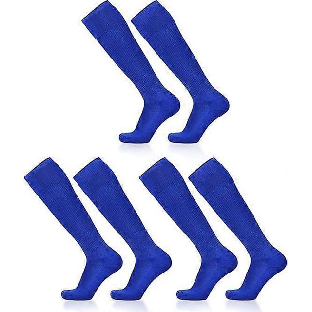 Blue Football Socks for Boys Girls, Long Soccer Socks Breathable Sports Socks Trainer Socks Running Socks Hockey Rugby Socks