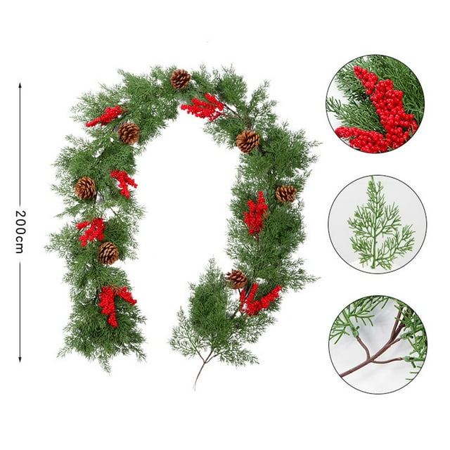74-Inch Extra Full Cedar Christmas Garland Realistic Greenery Staircase Mantel