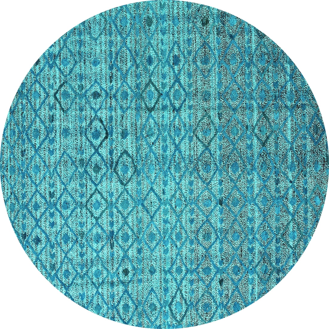 Ahgly Company Indoor Round Abstract Turquoise Blue Modern Area Rugs, 5 ...
