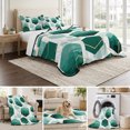 thumbnail image 6 of Twin Quilt Set 68''x86'', Turquoise Marble Lightweight Summer Bedspread Coverlet Set with 2 Pillow Shams, Gold White Geometric Hexagon Modern Breathable All Season Quilt Bedding for Dorm/Bedroom, 6 of 9