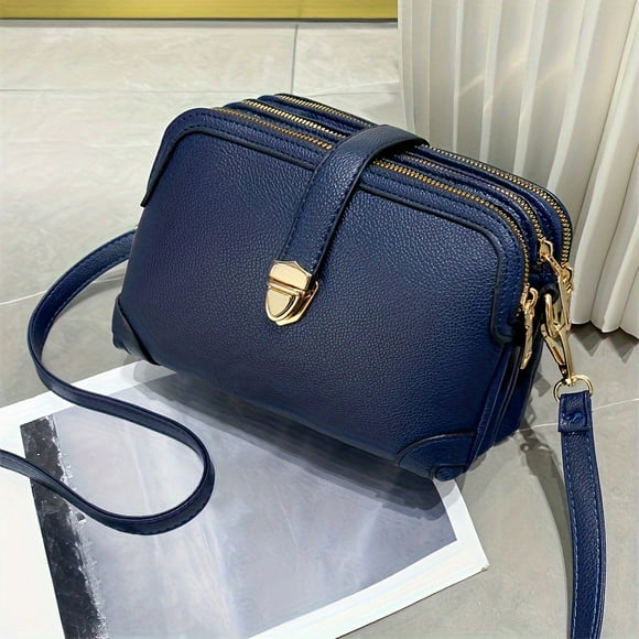 Lindbes Trendy Faux Leather Shoulder Bag - Women‘s Stylish Zipper Purse with Removable Strap and Multiple Compartments for Everyday Use - Casual and Chic Accessory for Work or School
