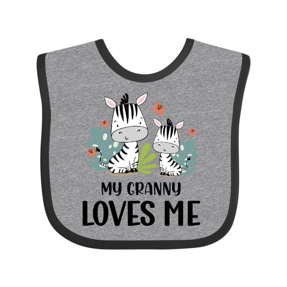 Inktastic Zebra My Granny Loves Me Boys or Girls Baby Bib