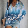 thumbnail image 2 of Womens Tops Plus Size Long Sleeve Blouse Trendy Floral V Neck Tee Casual Spring Summer Tunic Shirts, 2 of 4