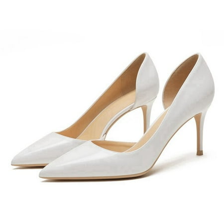 

YCNYCHCHY Women Spring Sexy Two-Piece Style Thin High Heels Shoes Woman White Red Pointed Toe Office Lady Career Elegant Solid Pumps