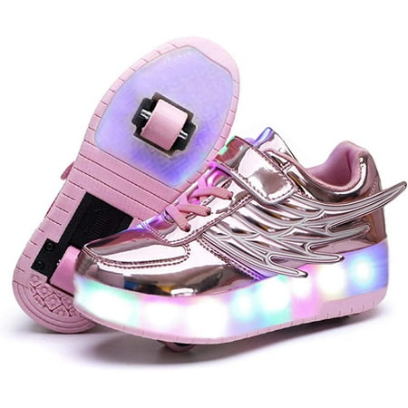 

YAZI Kids Roller Shoes Boy Girl Sneakers with Wheels Become Sport Sneaker with Led for Christmas Birthday Children Show Gift