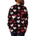 thumbnail image 3 of Valentine Day Scrubs for Women Button Down Short Sleeve Nursing Uniforms V Neck Love Heart Print Medical Quick Dry Scrub Tops with Pockets Black L, 3 of 5