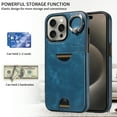 thumbnail image 5 of Case for iPhone 13 Pro Wallet with Credit Card Holder & Finger Ring Kickstand, Premium PU Leather Slim Cover Shockproof Scratch Resistant Full Protection Phone Case for iPhone 13 Pro, Blue, 5 of 10