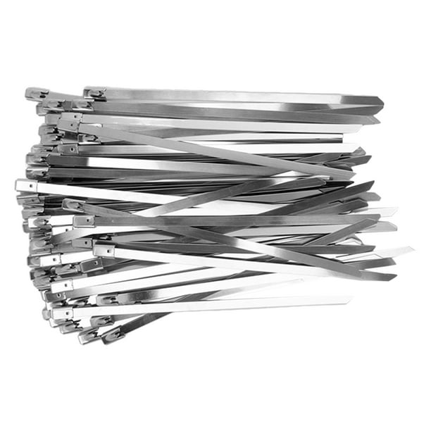 Bridas de acero inoxidable, 100 unidades, bridas para cables, bridas de acero inoxidable, bridas autoblocantes, rendimiento impulsado