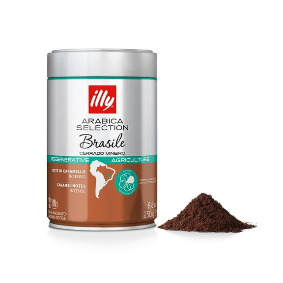 Illy Ground Coffee, Arabica Selections, Brasile Cerrado Mineiro, Regenerative Agriculture, 8.8 oz