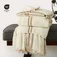 thumbnail image 4 of EVERGRACE Plaid Chenille Throw Blanket for Couch, Super Soft Cozy Decorative Windowpane Grid Plaid Throw with Tassels, Lightweight Chenille Knit Throw for Bed Sofa Gift, Cream & Beige 60"x80", 4 of 8