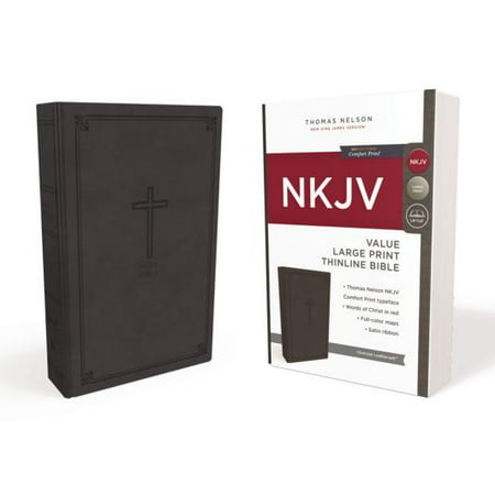 NKJV, Value Thinline Bible, Large Print, Imitation Leather, Black, Red Letter (Bible Black Best Scenes)