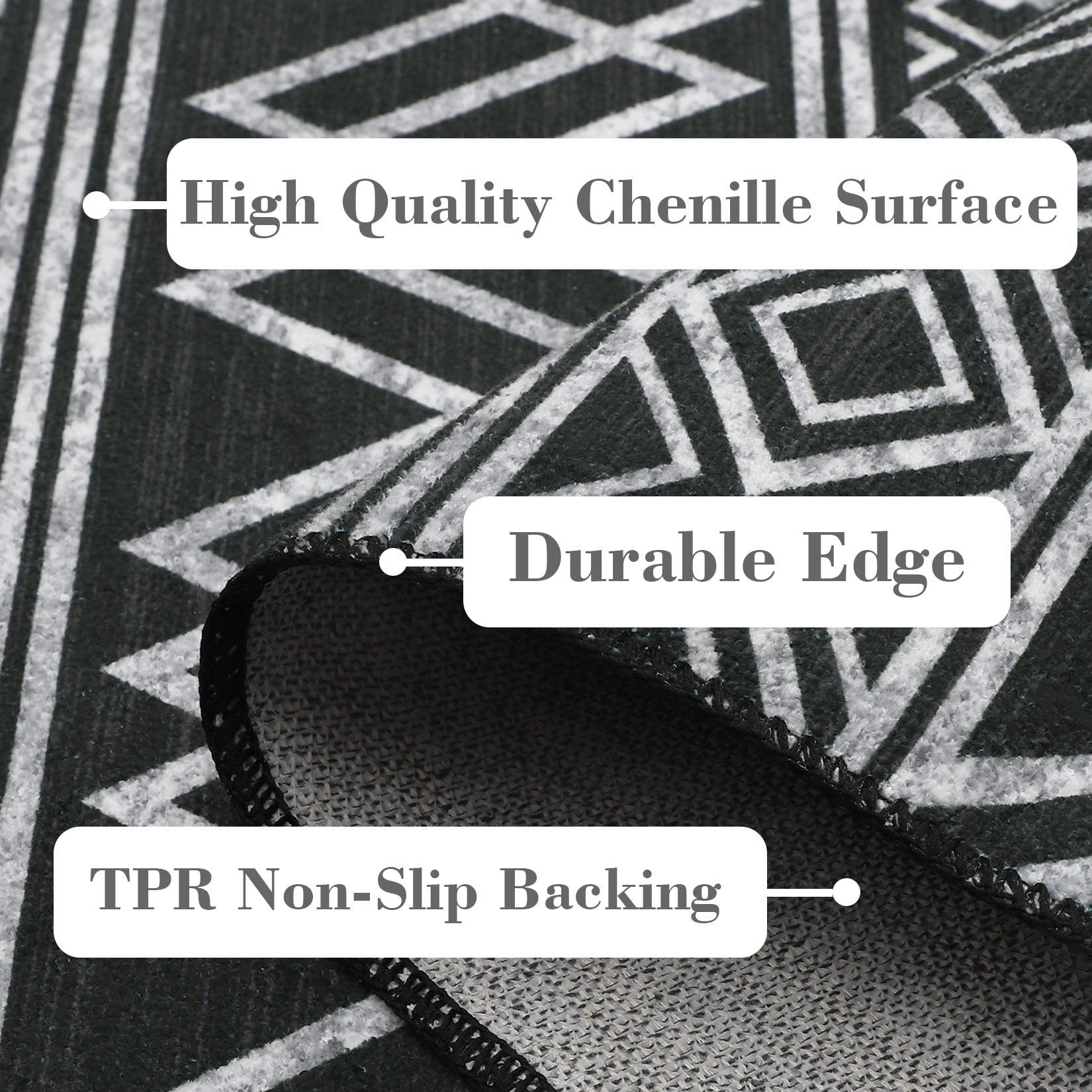 HOMERRY 9' x 12' Area Rug for Living Room Washable Bedroom Modern Geometric Carpet for Floor Decoration, Black