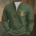 thumbnail image 2 of Telankuip Mens 1/4 Zip Christmas Sweatshirts Vintage Stag Design Stand Collar Fleece Pullover Tops Trendy Printed Loose Long Sleeve Merry Christmas Hoodless Sweatshirt Dark Green XXXL, 2 of 3