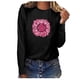 thumbnail image 1 of Tops de cáncer de mama de manga larga informales sueltos con estampado de cuello redondo para mujer Pompotops  gfhjh1582, 1 of 4
