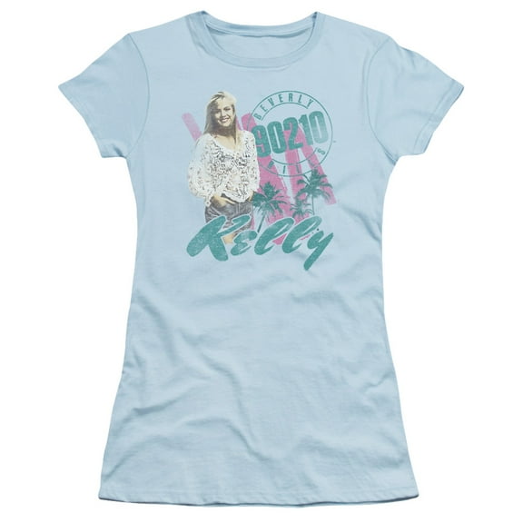 90210 Kelly Vintage Junior Women's Sheer T-Shirt Light Blue