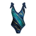 thumbnail image 3 of Dihao Swimsuit for Women Clearance Plus Size Women'S Marble Print Swimsuit One-Piece Swimsuit Bikini Lace Up Swimsuit with Long Skirt Chiffon Two-Piece Set, 3 of 4